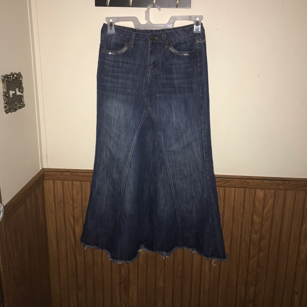Long denim skirt